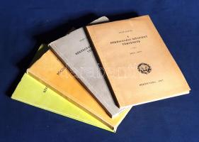 Papp János:  A békéscsabai színészet története I-IV. rész. [Teljes mű négy kötetben.] (Dedikált.) Békéscsaba, 1961-1967. (Békéscsabai Városi Tanács Végrehajtó Bizottság -- Békés megyei Nyomdaipari Vállalat, Gyula-Gyoma). 67 + [1] p.; 110 + [2] p. + 5 t. (egy kétoldalas); 123 + [3] p. + 4 t.; 103 + [1] p. + 4 t. Egyetlen kiadás. Dedikált: "Nyiri Sándornak, tiszteletem jeléül: de. Papp János, Bcsaba, 1968. jan. 9." -- "Köszönet a szép emblémáért, Papp János, 1961. nov. 3." -- "Nyiri Sándor kollegámnak őszinte köszönettel és tisztelettel: Papp János, Bcs., 1964. I. 6." -- "Nyiri Sándor kollegámnak, őszinte tisztelettel és köszönettel: dr. Papp János. Bcs., 1965. dec. 22." Papp János gimnáziumi tanár színháztörténeti munkája levéltári források alapján tárja fel egy vidéki színházi intézmény szervezési nehézségeit, ünneplési rendjét és műsor-repertoárját. Fűzve, egységes, illusztrált kiadói borítóban. Jó példány.