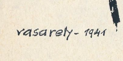 Victor Vasarely (1908-1997): Önarckép. Szitanyomat, papír. Jelzett a nyomaton. 24x18 cm / Victor Vas...