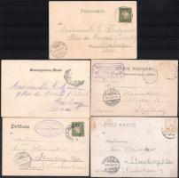 1899-1904 Léon Hornecker (1864-1924) francia festőművész 5 db saját kezűleg megírt képeslapja, az egyiken kisméretű ceruzarajzával / Autograph postcards of French artist Léon Hornecker