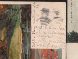 1899-1904 Léon Hornecker (1864-1924) francia festőművész 5 db saját kezűleg megírt képeslapja, az eg...