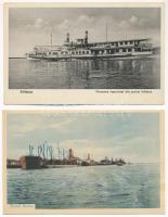 2 db régi romániai hajós képeslap: Braila, Silistra / 2 pre-1945 Romanian postcards with steamships