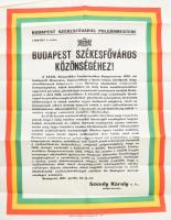 1937 A Nemzetközi Eucharisztikus Kongresszus plakátja. A Főváros felkéri a lakókat, hogy magánszálláshelyek biztosításával járuljanak hozzá a rendezvény sikeres lebonyolításához Jó állapotban, hajtva 47x32 cm