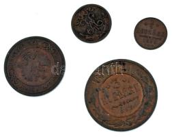 Orosz Birodalom 1899. 1/4k Cu + 1/2k Cu + 2k Cu + 3k Cu T:VF-F, patina Russian Empire 1899. 1/4 Kopeck Cu + 1/2 Kopeck Cu + 2 Kopecks Cu + 3 Kopecks Cu C:VF-F, patina