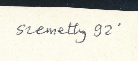 Szemethy Imre (1945-): Az útmagyari tablóbörzén pipereladikot nyert domine (...), 1992. Tus, kollázs...