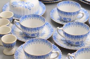 cca 1940/45, Arzberg "China Blau" 12 személyes, 55 részes reggeliszervírozó készlet. Jelze...
