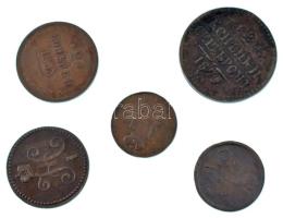 Orosz Birodalom 1840-1861. 1k Cu - 2k Cu (5xklf) T:F, patina Russian Empire 1840-1861. 1 Kopeck Cu - 2 Kopecks Cu (5xdiff) C:F, patina