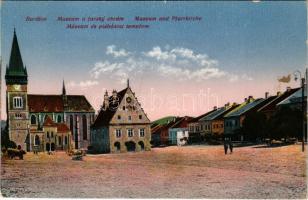 1929 Bártfa, Bardiov, Bardejov; Múzeum és plébániatemplom / Muzeum und Pfarrkirche / Muzeum a farsky chrám. Vilma Abrahamovic / museum, church, squre (EB)