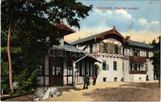 1913 Csízfürdő, Kúpele Cíz; Gyógyház vendéglő. Herskovits Mór kiadása / spa restaurant (kopott élek / worn edges)