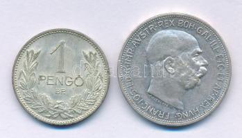 Vegyes: 1939. 1P Ag + Ausztria 1912. 2K Ag "Ferenc József" T:AU,XF