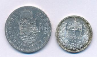 1891KB 1Ft Ag "Ferenc József / Barokk címer" + 1915KB 1K Ag "Ferenc József" T:VF...