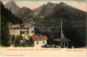 Tátra, Magas-Tátra, Vysoké Tatry; Tarpatak füred a Lomnici csúccsal / Hotel Kohlbach m. Lomnitzerspitze. Stengel &amp; Co. (Dresden)