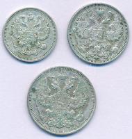Orosz Birodalom 1914. 10k Ag + 15k Ag + 20k Ag T:XF-VF, patina
Russian Empire 1914. 10 Kopecks Ag +...