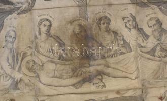 Antimenzion - Krisztus siratásának jelenetével. 1883, vászonra nyomott színezett fametszet, hátoldal...