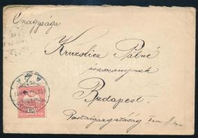 1913 M. Kir. Nagyváradi Honvéd Hadapródiskola címeres borítékja, Kruzslicz Pálné részére címezve és ...