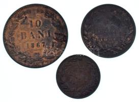 Románia 1867. 2b Cu "Heaton" + 5b Cu "Watt &amp; Co" + 10b Cu "Watt &am...