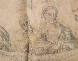 Antimenzion - Krisztus siratásának jelenetével. cca 18. sz. közepe - második fele, magyar, vászonra ...