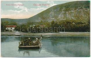 1909 Piski, Simeria; Aranyi átjárás a komppal. Főző J. kiadása / ferry crossing the Mures river to Uroi (kopott sarkak / worn corners)