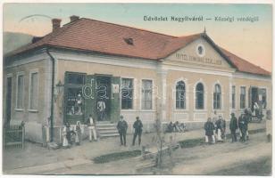 1913 Nagyilva, Felsőilva, Ilva Mare; Községi vendéglő, Hotel Comunal szálloda. Kozák Macedon fényképész kiadása (Óradna) / restaurant, hotel (EK)