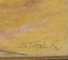 Dr. Tittel K. jelzéssel: Városrészlet. Dekoratív, üvegezett, kissé sérült fakeretben. 50x61,5 cm