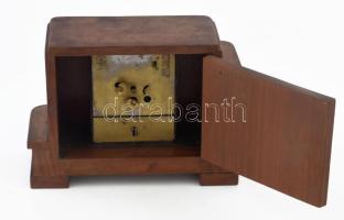 Art deco asztali óra. Kézi felhúzós, politúrozott fa testtel. Szerkezet nem működik. 23x18 cm