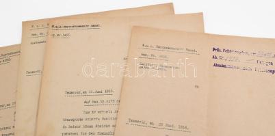 1915 Temesvár, K. u. k. Rayonskommando Banat (bánáti kerületparancsnokság) 19 db katonai irat