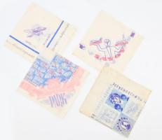 cca 1960 4 db szalvéta magyar hotel, cukrászda reklám