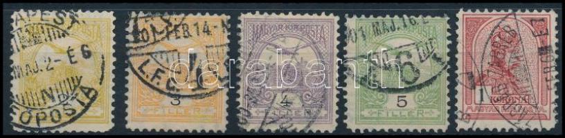 1900 Turul 2f, 3f, 4f, 5f és 1K 11 1/2 fogazással (28.500)