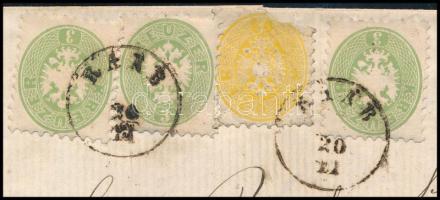2kr yellow (missing corner) + 3 x 3kr on 2nd zone domestic cover with full content (1kr overfranking...