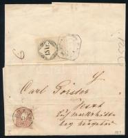 1859 10kr I levélen, a hátoldalon 15kr okmánybélyeggel / 10kr I on cover and 15kr fiscal stamp on the backside "ERLAU" - Pesth