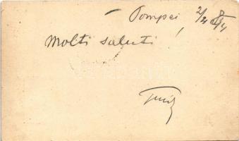 1894 (Vorläufer) Pompei (Napoli), Hotel Diomede. Sordo-Muti (Siena) / hotel, ruins. Art Nouveau flor...