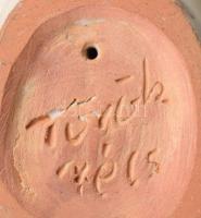 Török János (1932-1996): Filozófus. Mázas kerámia, jelzett, kis mázhibával, m: 22,5 cm