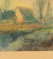 Olvashatatlan jelzéssel: Városszéle. Kréta, papír. Üvegezett fakeretben. 19,5×29,5 cm