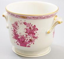 Herendi lila indiai kosár mintás kaspó. Jelzett, hibátlan, m: 12 cm