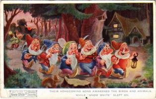 1938 Walt Disne'y Snow White and the Seven Dwarfs. Valentine &amp; Sons 4301. / Hófehérke és a hét törpe (fa)