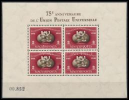 1950 UPU blokk (180.000) (a bal alsó bélyegen javított sérülés / repaired demage on the stamp left below)