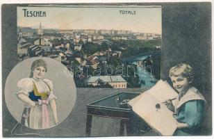 Cieszyn, Teschen; Totale. B. Loinger / general view. Art Nouveau montage