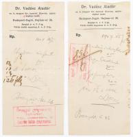1907, 2 darab Dr. Vadász Aladár fejléces vény.