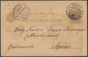 1898 2kr milleniumi díjjegyes képes levelezőlap "SZOMBATHELY" - "SOPRON"