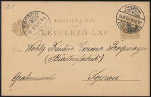 1898 2kr milleniumi díjjegyes képes levelezőlap "SZOMBATHELY" - "SOPRON"