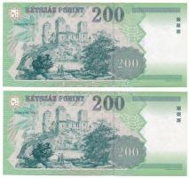 2002. 200Ft (2x) sorszámkövetők "FB 9171422 - FB 9171423" T:UNC