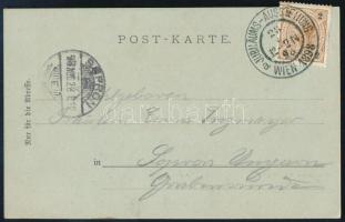 1900 Képes levelezőlap kiállítási bélyegzéssel, "JUBILAUMS-AUSSTELLUNG / WIEN 1898 a" - "SOPRON"