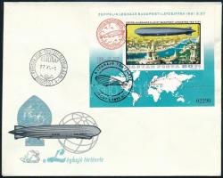 1977 A léghajó története vágott blokk FDC-n