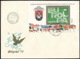 1977 Európai biztonsági és együttműködési értekezlet - Belgrád vágott blokk FDC-n