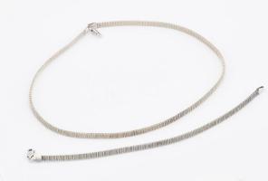 Ezüst(Ag) modern fantáziamintás nyaklánc és karkötő, jelzett, h: 43 és 19 cm, nettó: 23,8 g