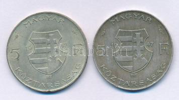 1947. 5Ft Ag "Kossuth" (2x) T:VF,F patina, ph.
Adamo F8.1