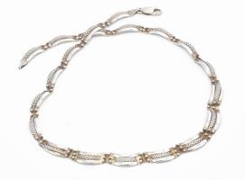 Ezüst(Ag) ívelt glídes mintás nyakék, jelzett, h: 43 cm, nettó: 14,2 g