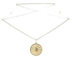 Ezüst(Ag) anker nyaklánc, jelzett, h: 45,5 cm, horoszkópos medállal, d: 2,3 cm, nettó: 11,2 g