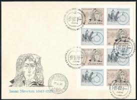 1977 Isaac Newton vágott kisív FDC-n