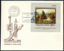 1976 Festmény XVI. - Mohácsi csata vágott blokk FDC-n