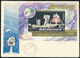 1969 Apollo-11 - Első ember a Holdon I. vágott blokk FDC-n